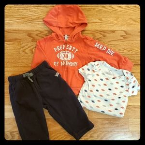 🏈 Carter's Football Onesie, Hoodie, Pants 3pc